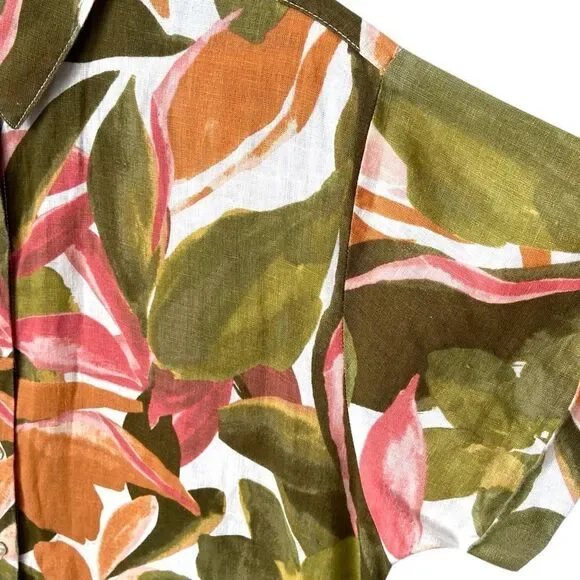 Tahari 100% Linen Floral Patterned Polo Shirt Dress in Size Large - Picture 10 of 13